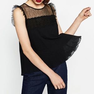 Zara lace and pleats detail top.